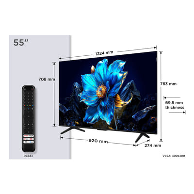 تلفاز TCL P7K 55P7K 139.7 سم (55") 4K Ultra HD سمارت واي فاي معدني 450 cd/m²