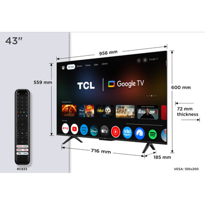 تلفاز TCL P7K 43P7K 109.2 سم (43") 4K Ultra HD سمارت واي فاي معدني 430 cd/m²