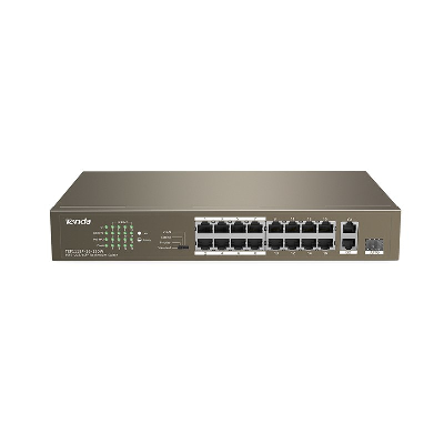 Tenda TEF1118P-16-150W commutateur réseau Non-géré L2 Fast Ethernet (10/100) Connexion Ethernet, supportant l'alimentation via ce port (PoE) 1U Noir
