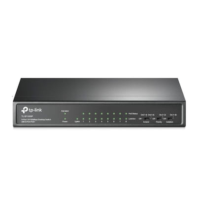 مفتاح سطح المكتب TP-Link، 9 منافذ 10/100 ميغابت في الثانية، 8/9 منافذ مع PoE+ (TL-SF1009P)