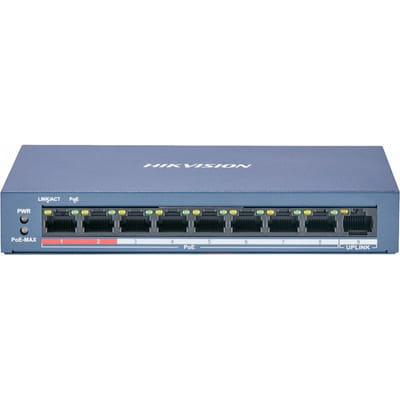 Hikvision Digital Technology DS-3E0109P-E/M(B) unmanaged L2 Fast Ethernet switch (10/100) Ethernet connection, supporting power over this port (PoE) Blue