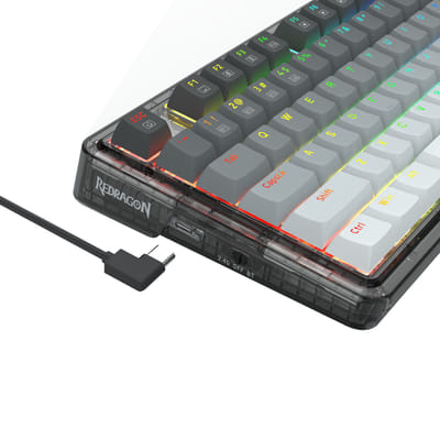 REDRAGON K673GG-RGB-PRO Ucal Pro لوحة مفاتيح USB + RF Wireless + Bluetooth سوداء، رمادية