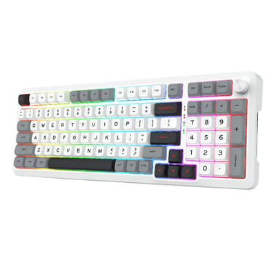 REDRAGON K688WGL-RGB-PRO Bragi Pro لوحة مفاتيح USB + RF Wireless + Bluetooth بيضاء، رمادية