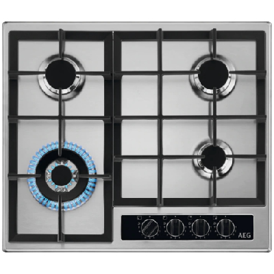 AEG HGB64420YM plaque Acier inoxydable Intégré 60 cm Gaz 4 zones