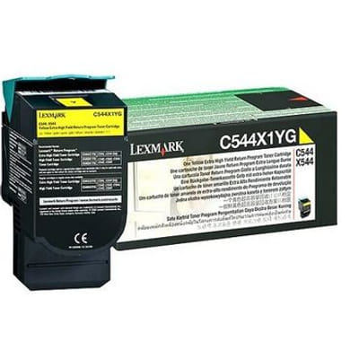 ليكسمارك C544، X544 خرطوشة حبر صفراء عالية العائد الإضافية برنامج الإرجاع (4K) خرطوشة حبر أصلية صفراء (C544X1YG)