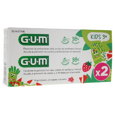 Dentifrice Junior 2x50ml Dès 3 Ans Goût Fraise Gum