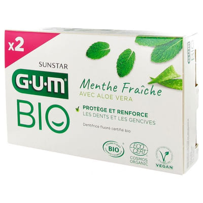 Dentifrices protection quotidienne bio Fresh Mint 2x75ml Gum