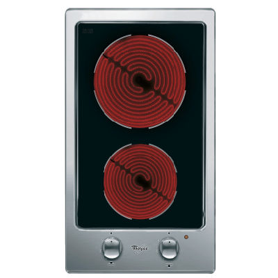 Whirlpool AKT 315/IX plaque Noir Intégré (placement) Céramique 2 zones