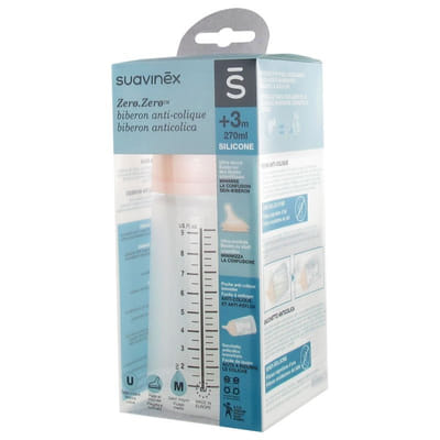Suavinex Care Zero.Zero Biberon Anti-Colique Débit Moyen 270 ml 0 Mois et +