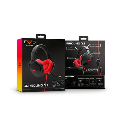 Energy Sistem ESG 4 Surround 7.1 سماعات رأس سلكية مع حزام لعب USB Type-A أسود، أحمر