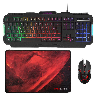 Mars Gaming MCP118FR clavier Souris incluse USB AZERTY Français Noir