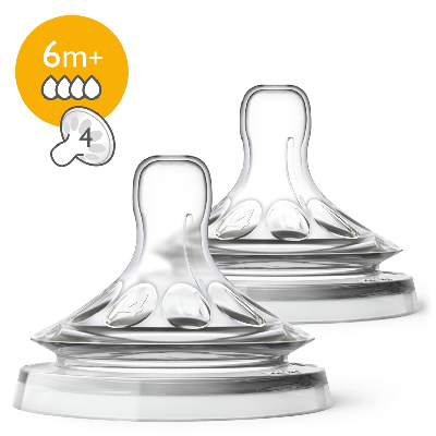 Philips AVENT Tétine Natural, 2 pièces, débit rapide, 6 mois et +
