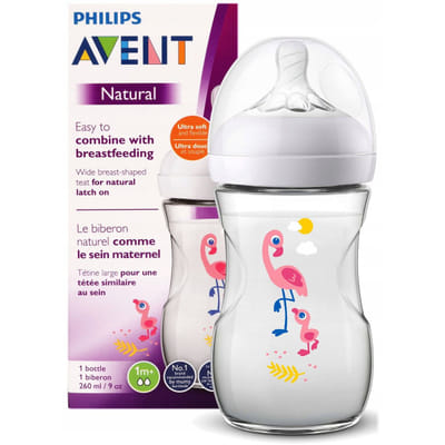 AVENT NATURAL SLOW FLOW BOTTLE FROM 1 MONTH Flamingo 260ML