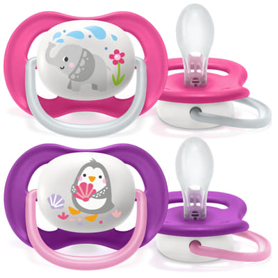 Philips AVENT SCF080/08 baby pacifier Ultra Soft Orthodontic Silicone Pink, Purple