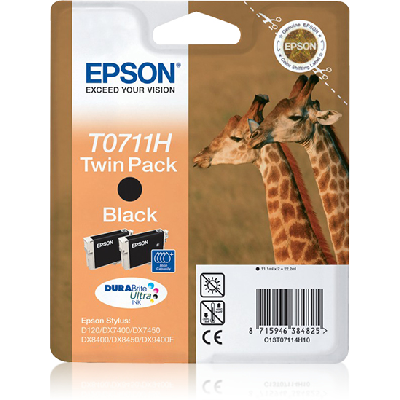 Epson Giraffe Double pack "Girafe" (T0711H) - Encre DURABrite Ultra N (HC) Epson Giraffe Double pack "Girafe" (T0711H) - Encre DURABrite Ultra N (HC)