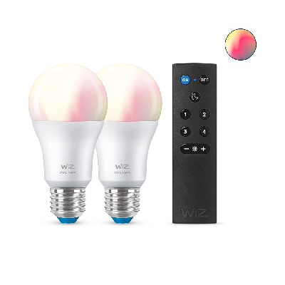 WiZ Ampoule 8 W (éq. 60 W) A60 E27 x2 + télécommande WiZ Ampoule 8 W (éq. 60 W) A60 E27 x2 + télécommande
