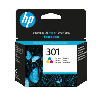 HP 301 ثلاثي الألوان خرطوشة حبر أصلية خرطوشة حبر 1 قطعة(قطع) عائد قياسي أزرق، أرجواني، أصفر