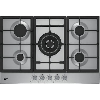 Beko HIAW 75225 SL Black Built-in Stainless Steel Hob 75 cm Gas 5 zone(s)