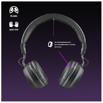 Casque Bluetooth avec Microphone NGS Artica Chill Black (ARTICACHILLBLACK)