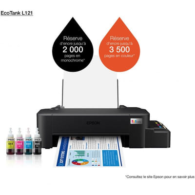 طابعة Epson EcoTank L121 بخزان قابل لإعادة الشحن (C11CD76413)