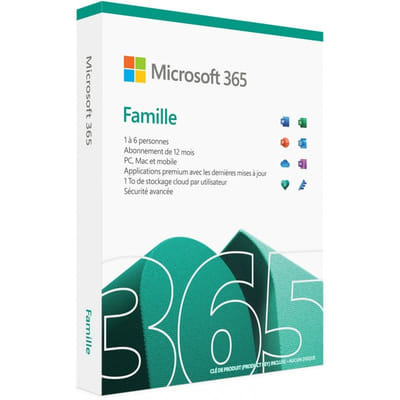 مايكروسوفت أوفيس 365 عائلة 6 مستخدمين / 1 سنة / فرنسي