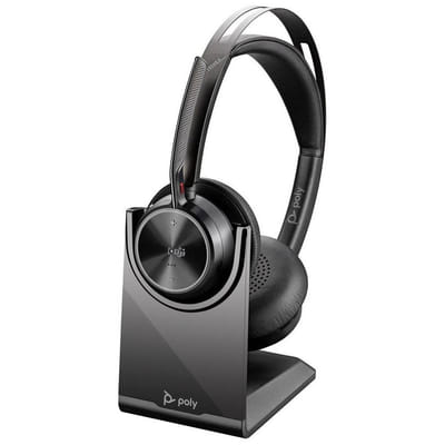 Poly Voyager Focus 2 Microsoft Teams Certified USB-C-C Headset + usb-c/a Adapter + Charging Stand