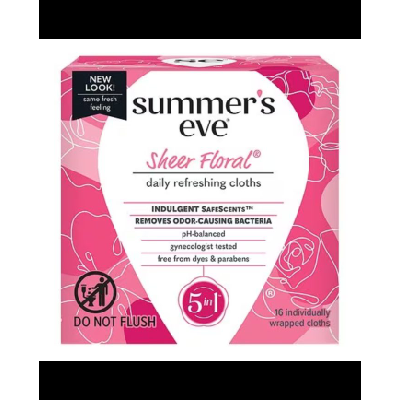 SUMMER'S EVE Sheer Floral Cleansing Cloths 16 Unités SUMMER'S EVE Sheer Floral Cleansing Cloths 16 Unités